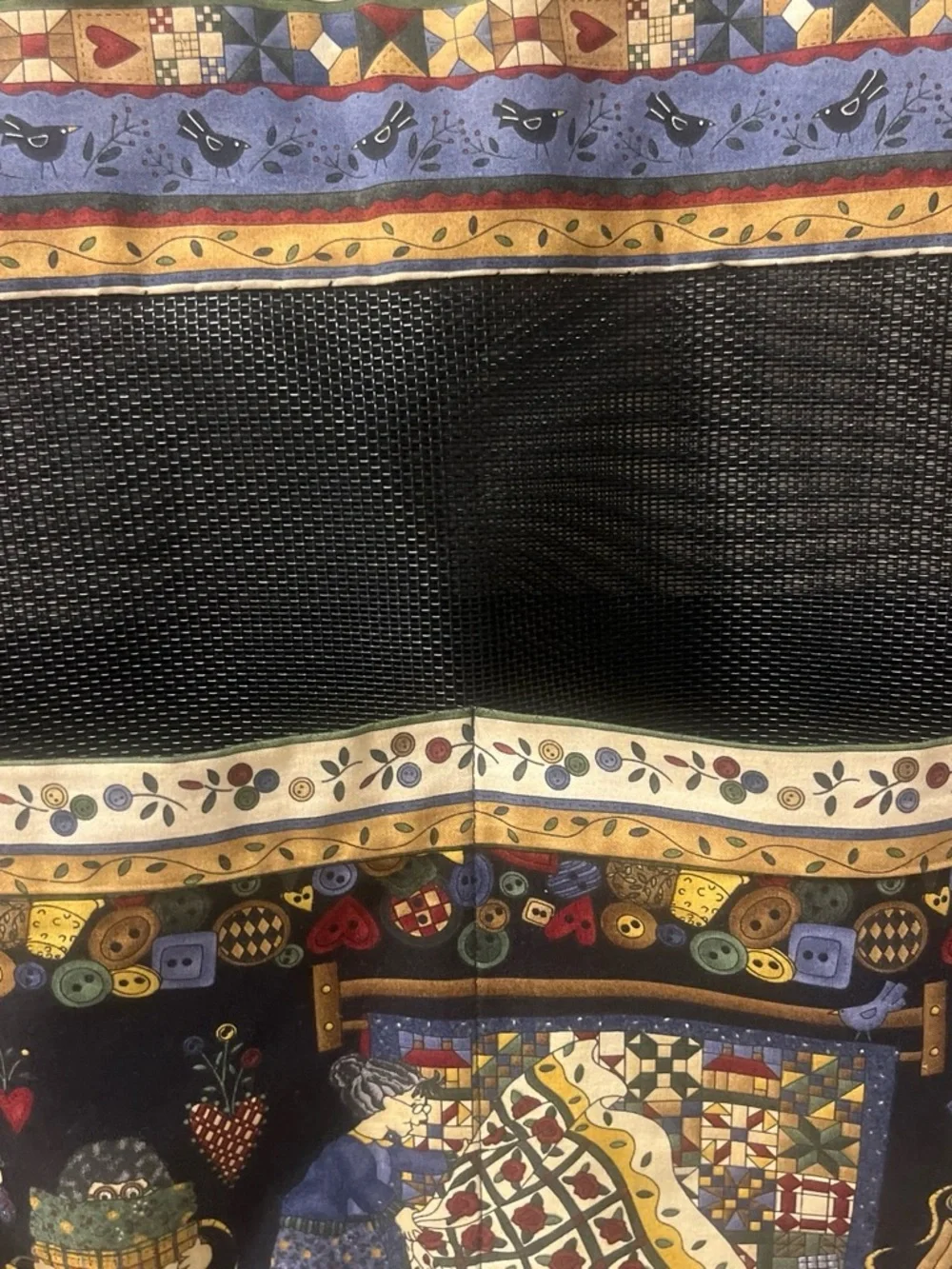 Quilt Patchwork Tote Bag - Black with Multicolor Craft Print